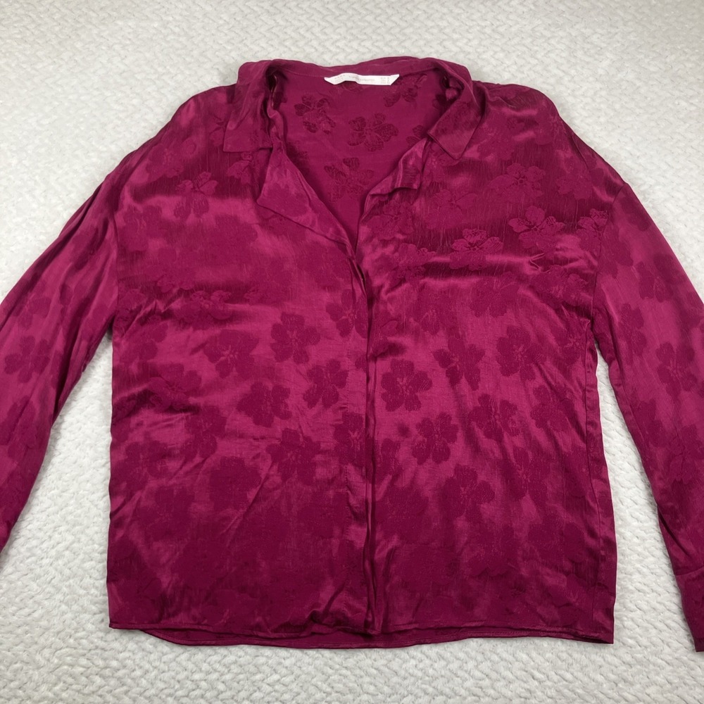 Zara Trafaluc Collection Blouse Womens Small Magenta Casual Business Button Up